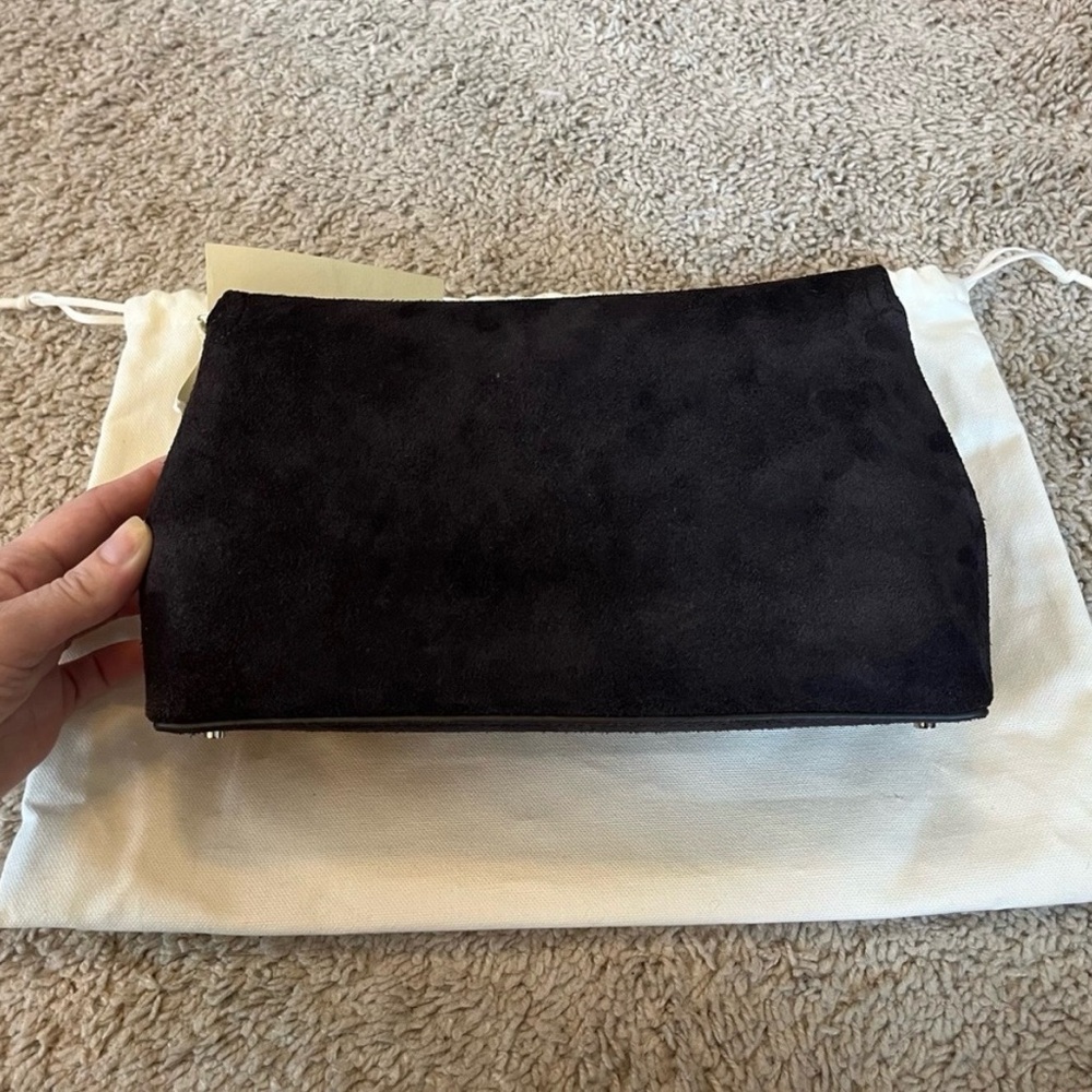NWT Toteme T-Lock Suede Clutch in Espresso - Picture 3 of 15